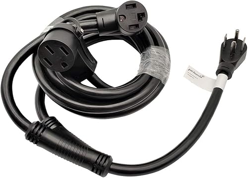 Parkworld 60325 Divisor de secadora a EV, NEMA 14-30 enchufe macho a 14-30 y receptáculo hembra RVEV 14-50, cable adaptador Y de 4 clavijas de 30