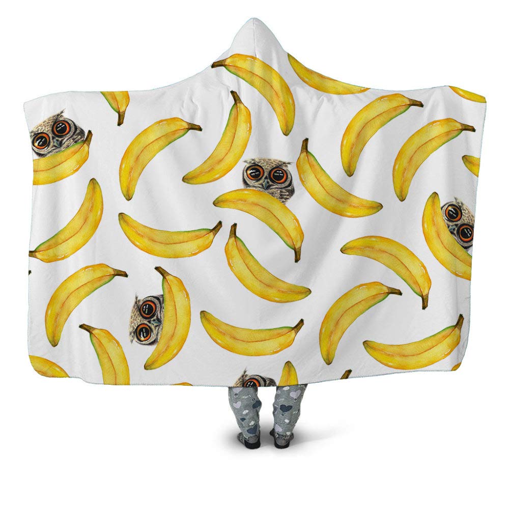 Plaid à capuche hibou banane pour la pause déjeuner au bureau et les moments cocooning