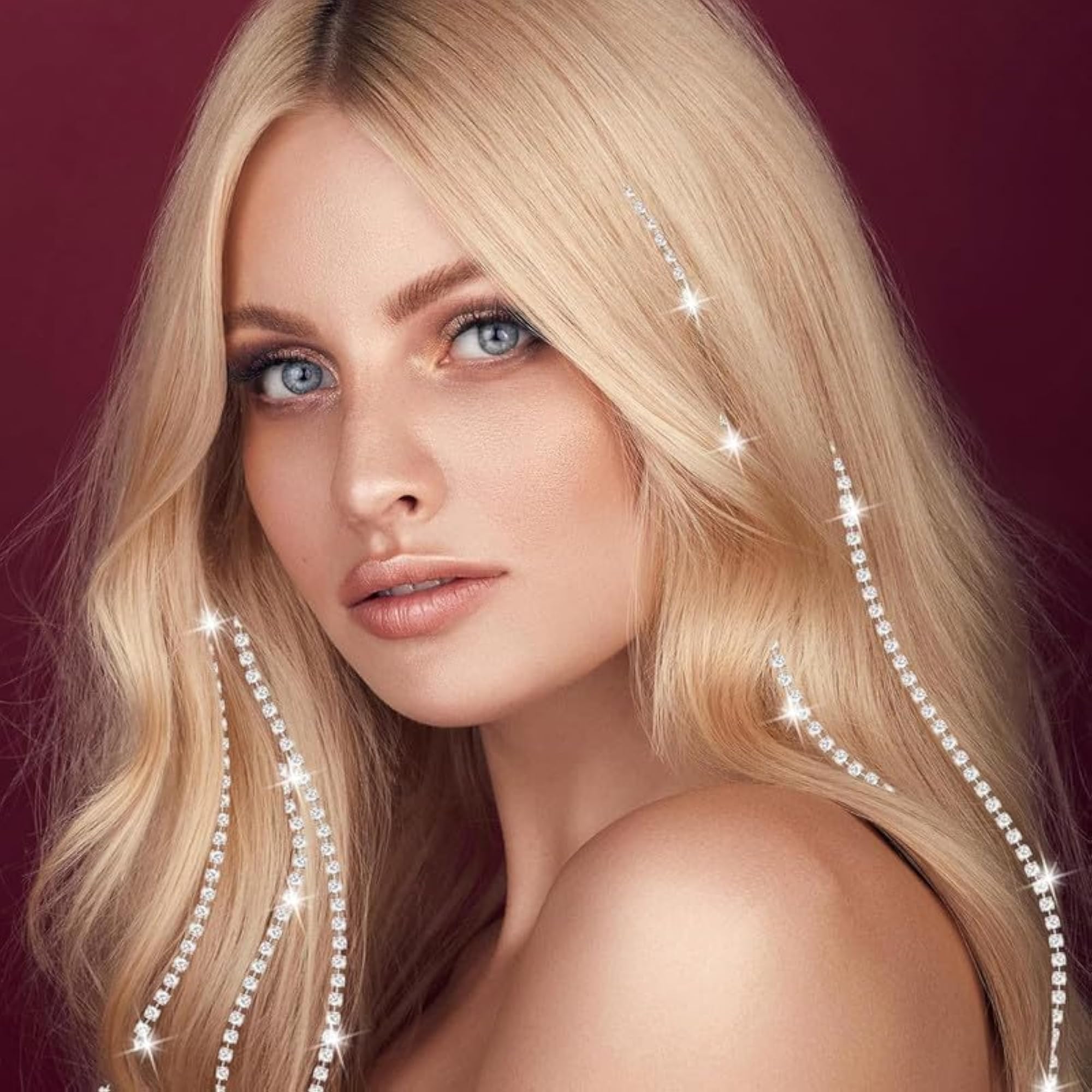 Premium Pack Silver Punk Tassel Hair Clips with Rhinestones