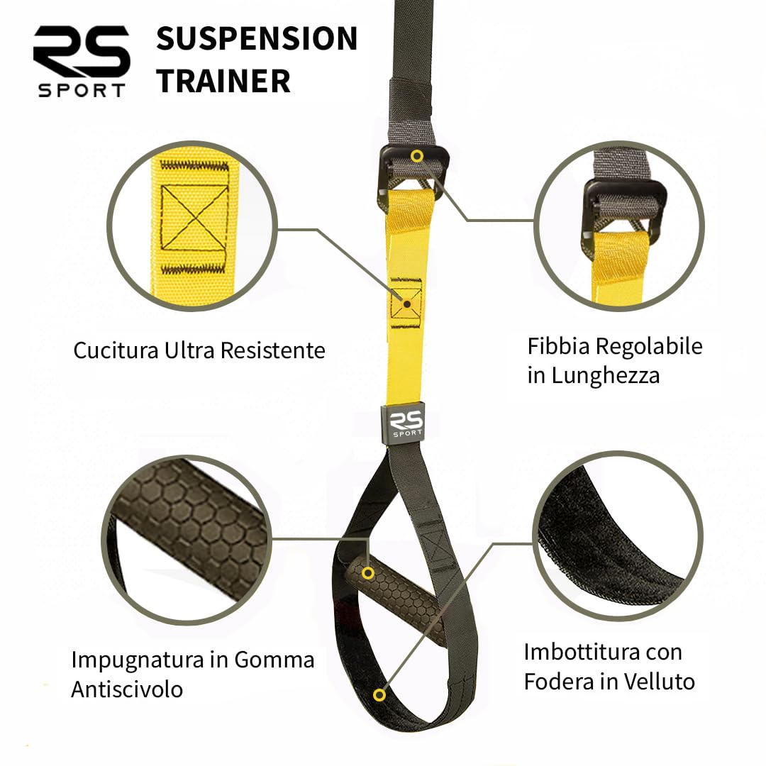 SUSPENSION TRAINER Straps Training KIT CrossFit HOME Workout Strength Gym Fit - Foto 8