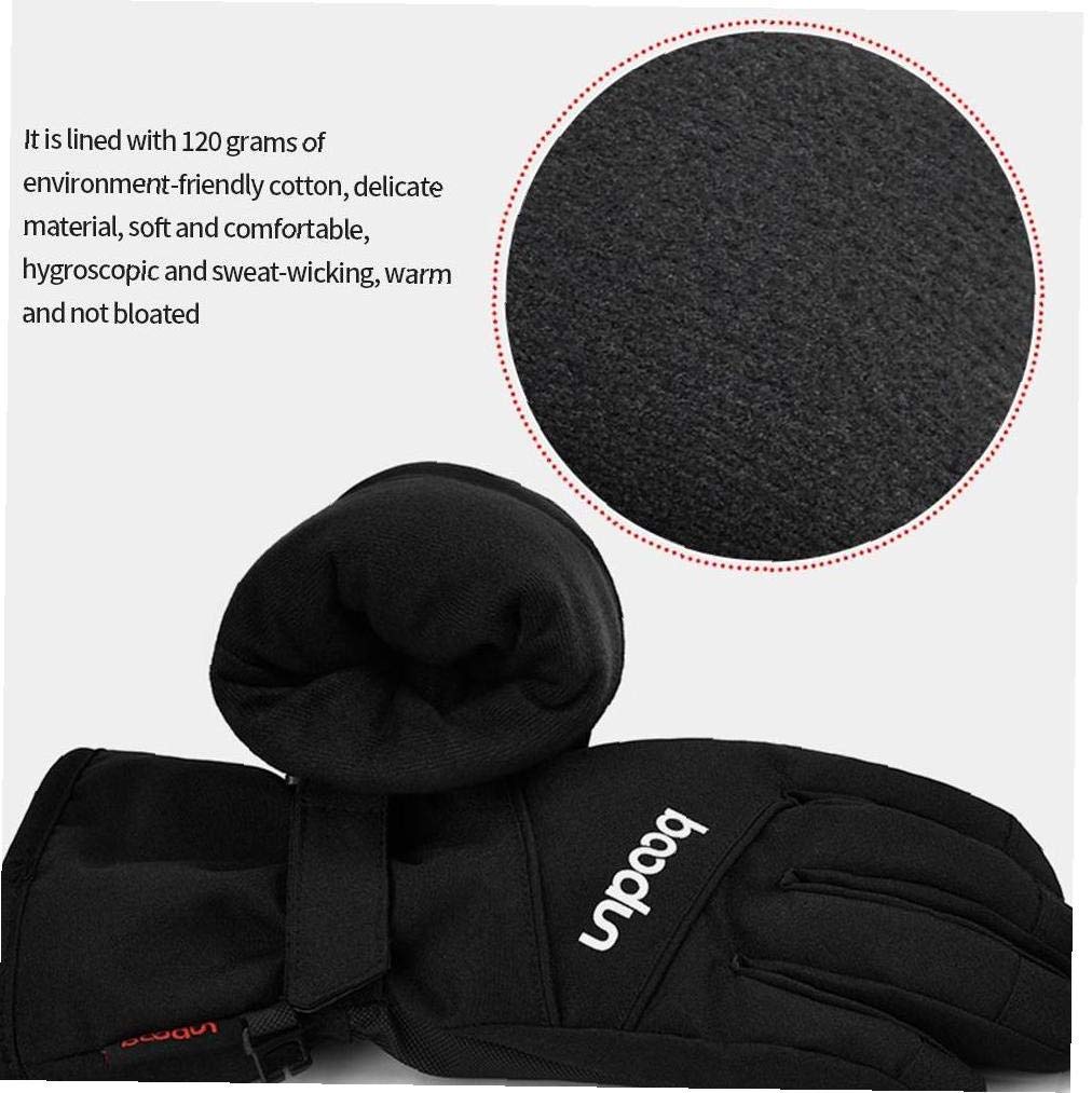Guanti da Sci per Bambini Snowboard Invernale Isolamento Termico da Neve Antivento Impermeabile Touch Screen a Dito Pieno Guanti Neri per Il Freddo (s M)