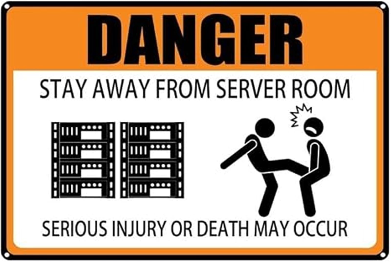 FNYUVNFAF Server Room Electrical Danger Sign Keep Out Serious Injury Risk Aluminum Tin Garage Decor 8 X 12 in