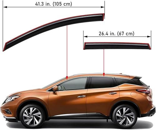 Miniatura 2 de Lightronic WV194675 - Protector de lluvia con deflector de ventana lateral en canal, humo oscuro inastillable, juego de 4 piezas, apto para Nissan
