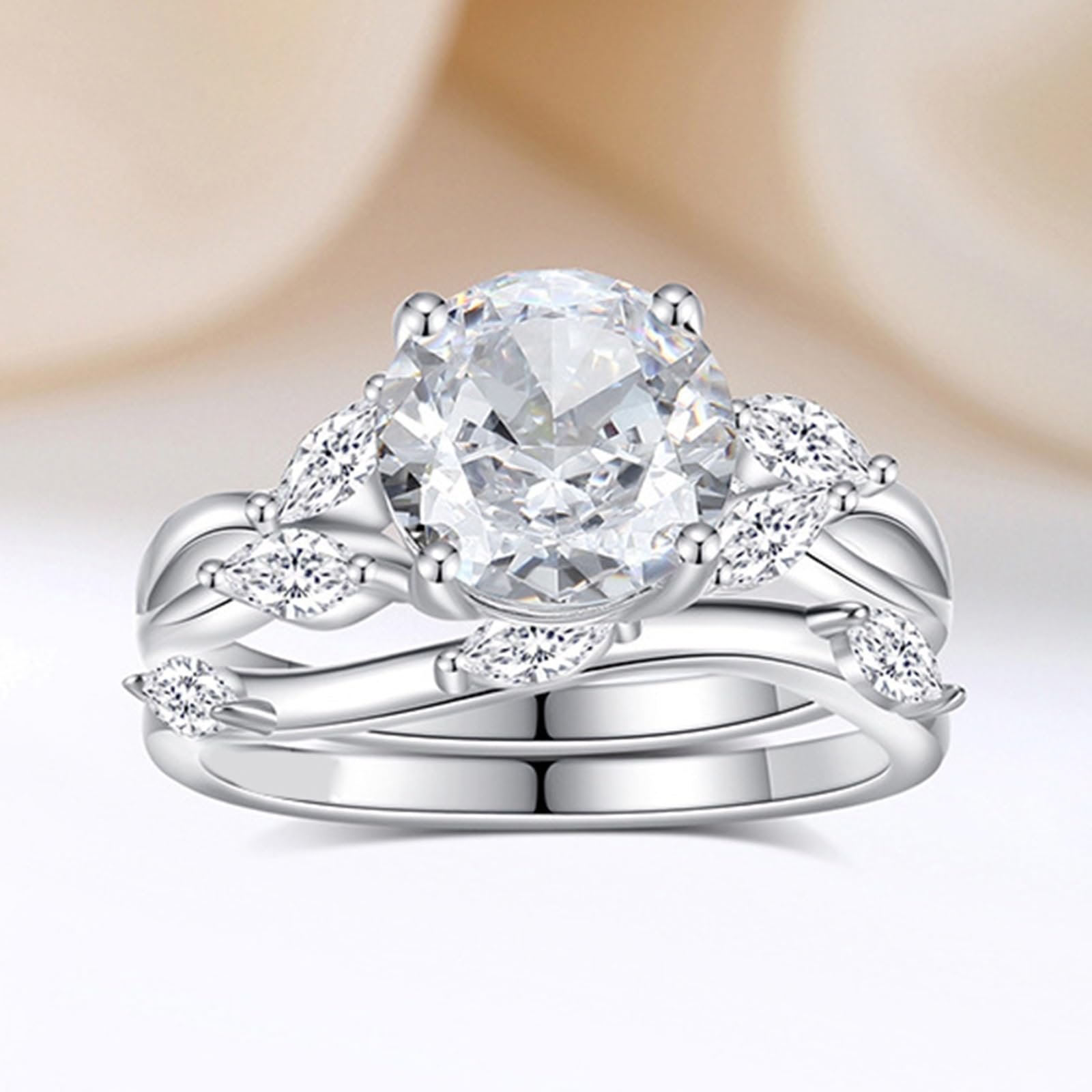 9K/14K/18K Oro Blanco/Platino 950 Alianzas Boda Anillo Moissanite Blanco 2ct