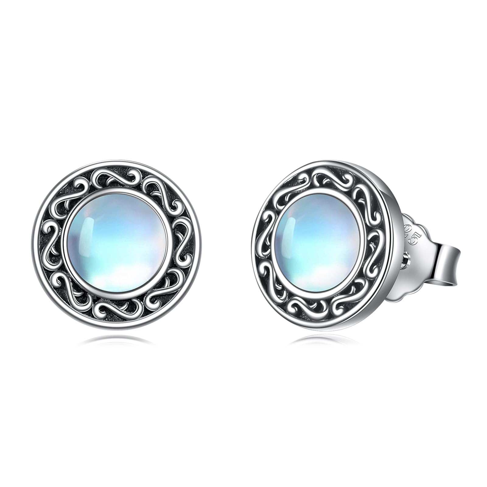 YFN Pendientes de piedra lunar para mujer, plata de ley 925 hipoalergenicos, pendientes de piedra lunar, regalo de Año Nuevo para niñas, Piedra de luna