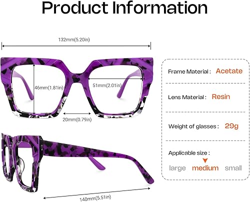 Miniatura 4 de VOOGLAM Gafas de bloqueo de luz azul con marco cuadrado, gafas de moda negras para mujer, antifatiga ocular y UV