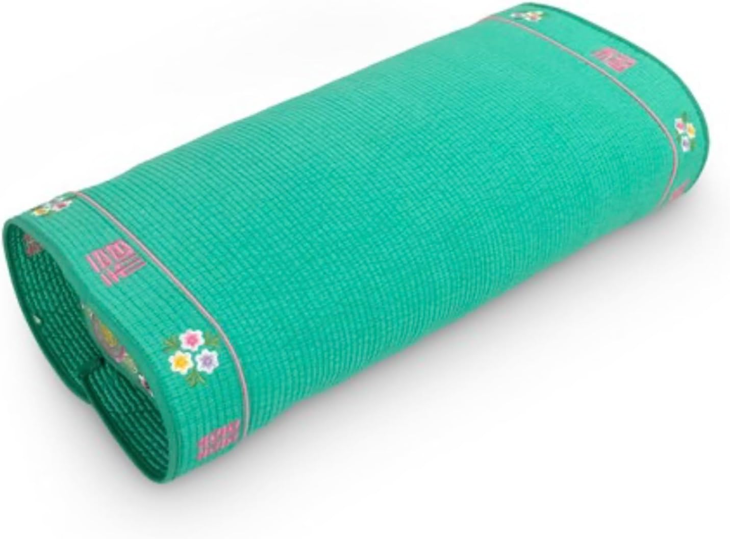 Pigment Chungmu Embroidery Cypress Buckwheat Square Neck Pillow, Neck Support Pillow for Pain Relief & Comfortable Sleep (Blue Green)