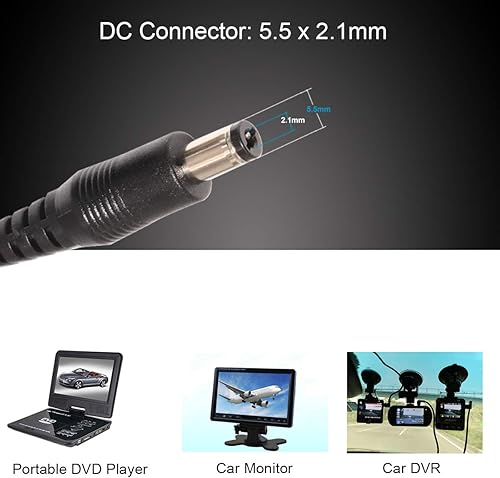 Miniatura 4 de SPARKING DC 0.217 x 0.083 in Cargador de coche Cable de fuente de alimentación - 12v -24v 4FT encendedor de cigarrillos macho enchufe a conector CC