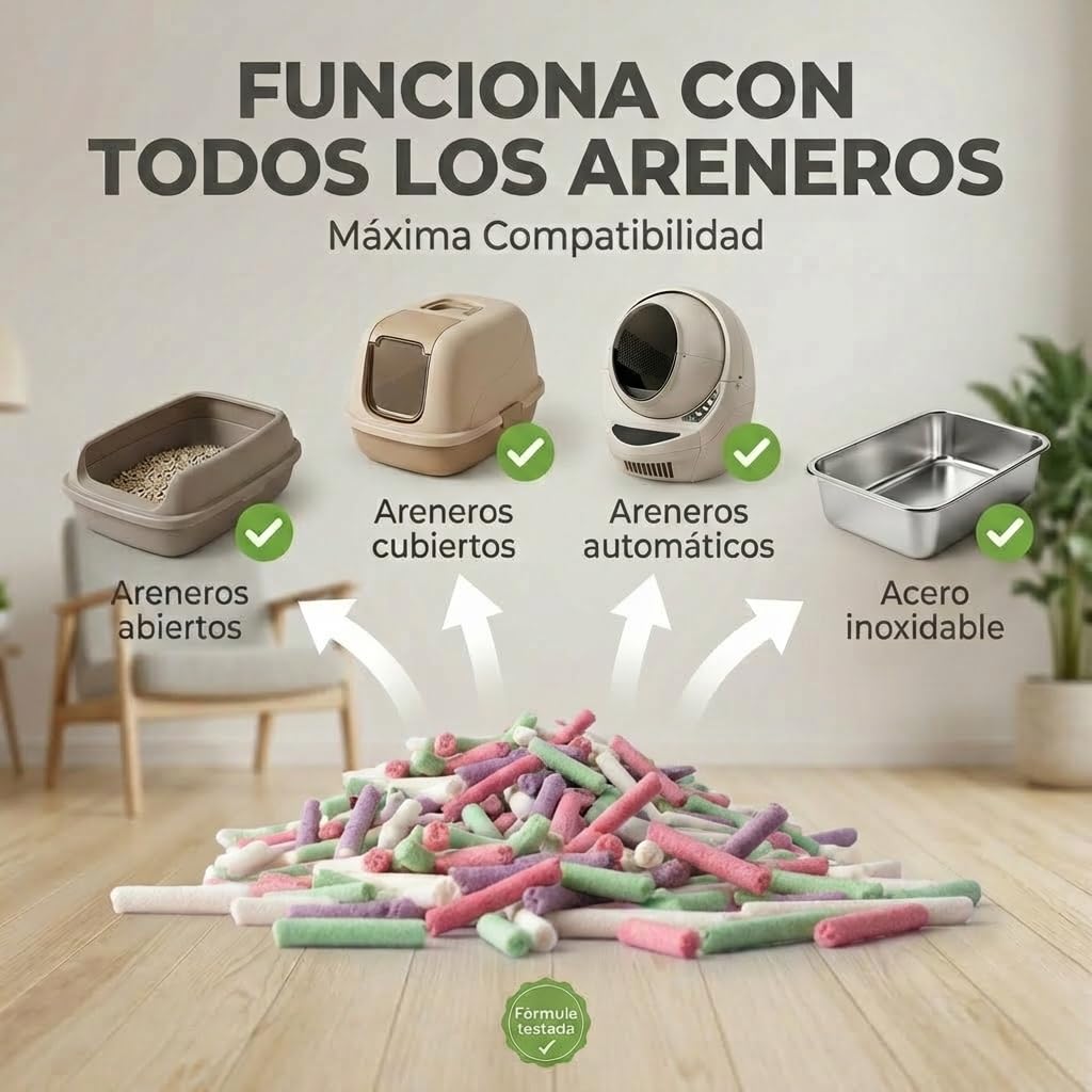 MichiCat Arena de Tofu para Gatos TofuMeow, 12 kg (4x3kg) Arena Aglomerante para Gatos Vegetal Biodegradable, Libre de Polvo, Control de Olores Avanzado, Desechable en WC, Pack Ahorro Larga Duración