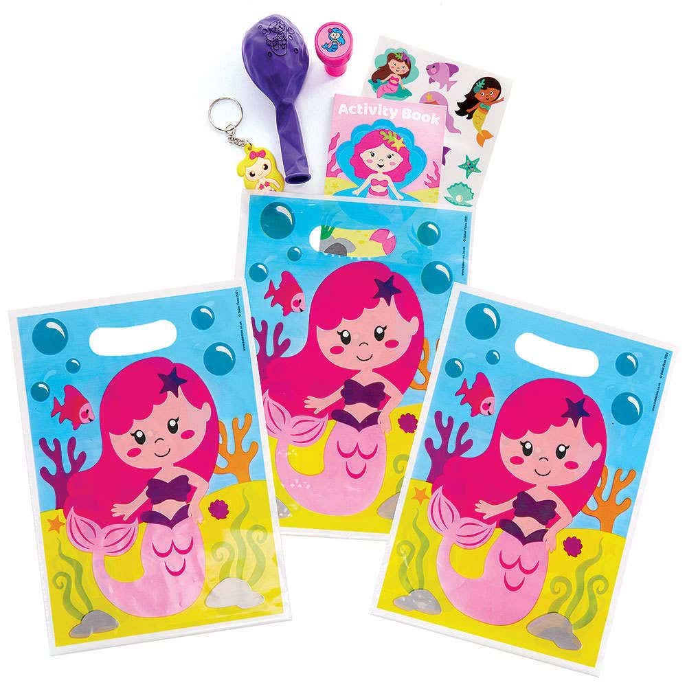 Baker Ross Magical Mermaid Party Loot Bags - Pack of 10, Birthday Party Supplies