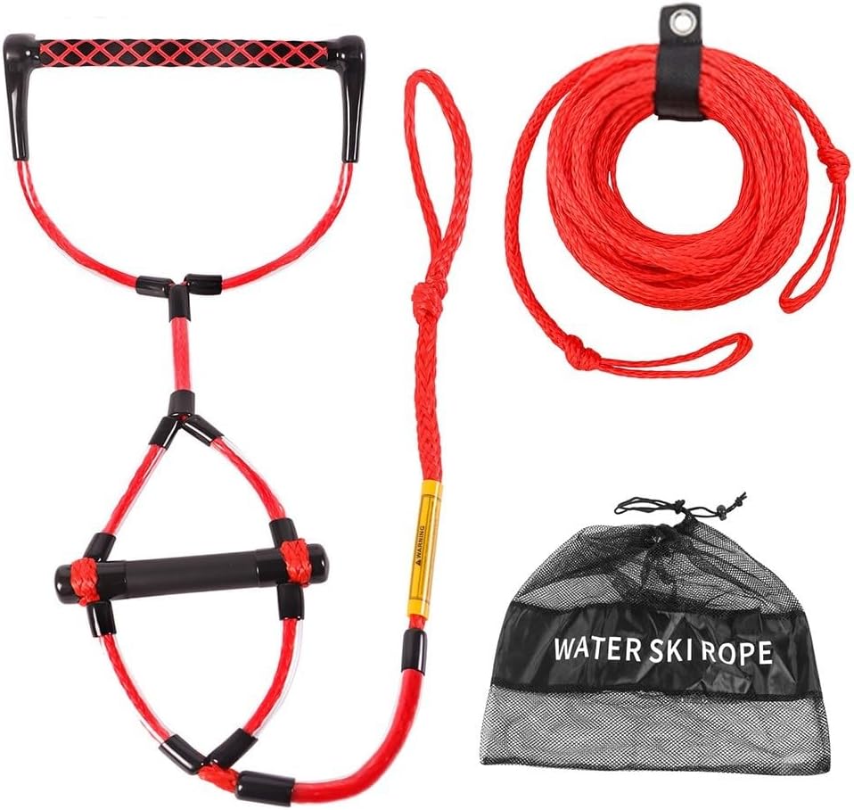 75FT Wakeboard Rope with For EVA Handle for Kneeboard, Water Ski Rope 22.8M Floating Tow Line for Surfing, Kayaking, Traction Tube - Red/Black(red)