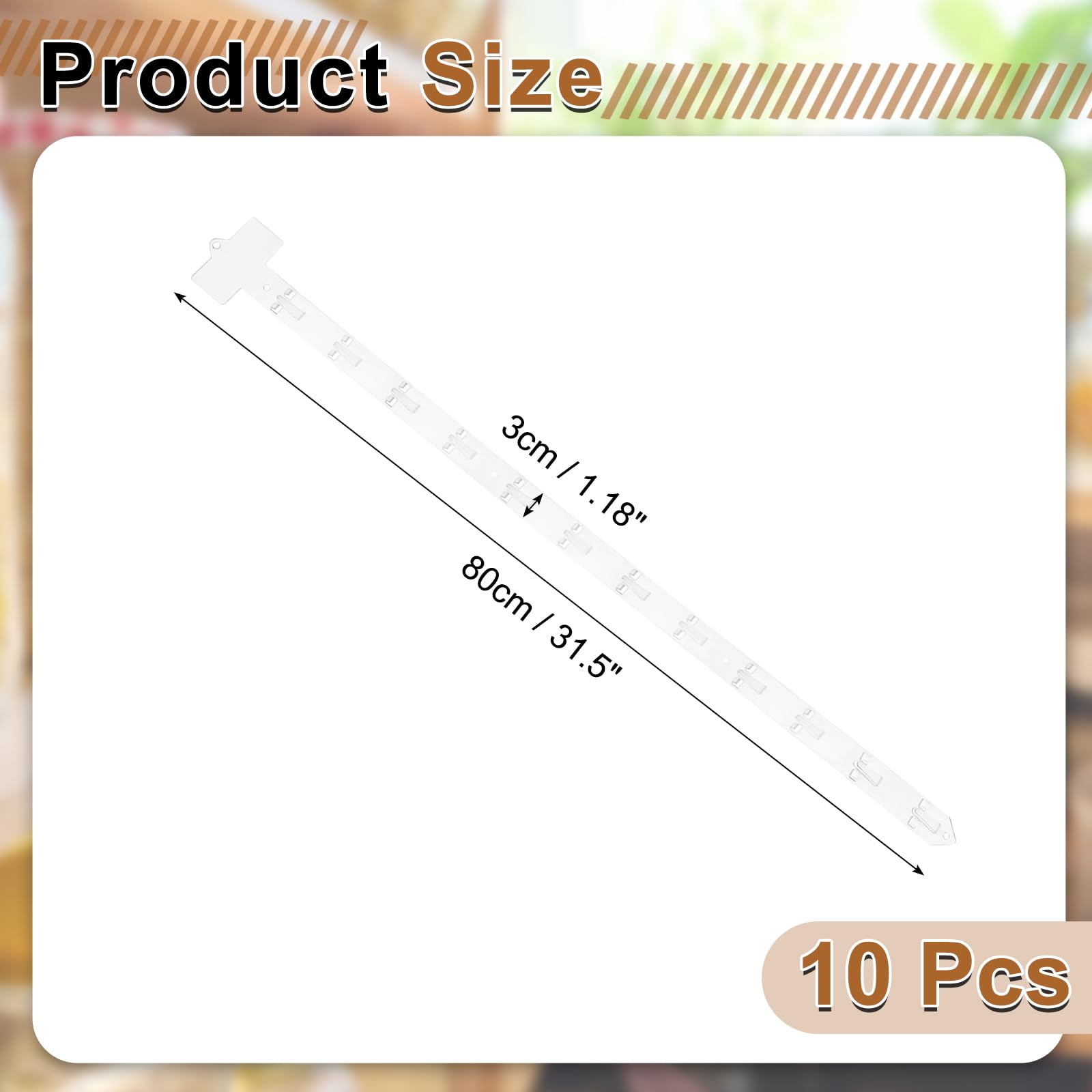 sourcing map 10 strisce per merci da appendere, 80 cm, in plastica, con intestazione per etichette, per negozi al dettaglio, casa, negozio, sacchetti di snack, trasparenti