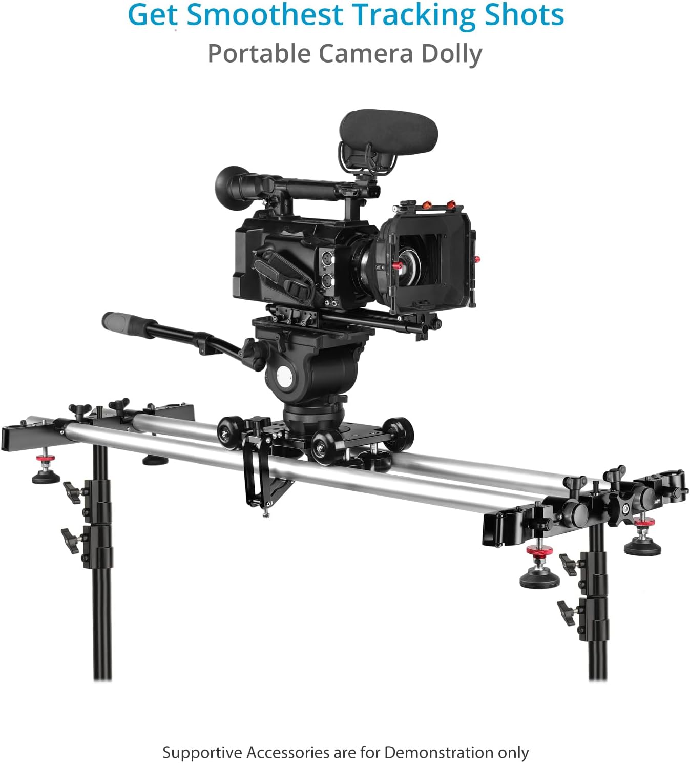 PROAIM Polaris Mini Portable Video Camera Dolly w Universal Track Ends | Mitchell & 75mm Bowl Mount | Compatible Track Rail Diameter – Ø 32‐34mm | Offers Payload of 34kg / 75lb (DL-PLRS-M01)