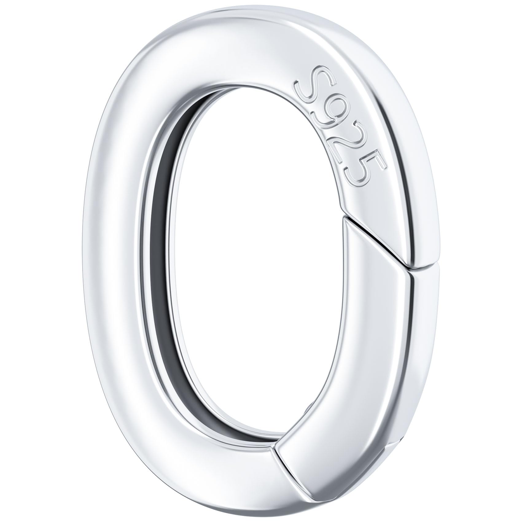 HINZIC 925 Sterling Silver Oval Necklace Shortener Enhancer Lobster Clasp Hypoallergenic Spring Ring Connector Carabiner Snap Clip Lock for Women Bracelet Keychain Jewelry Making