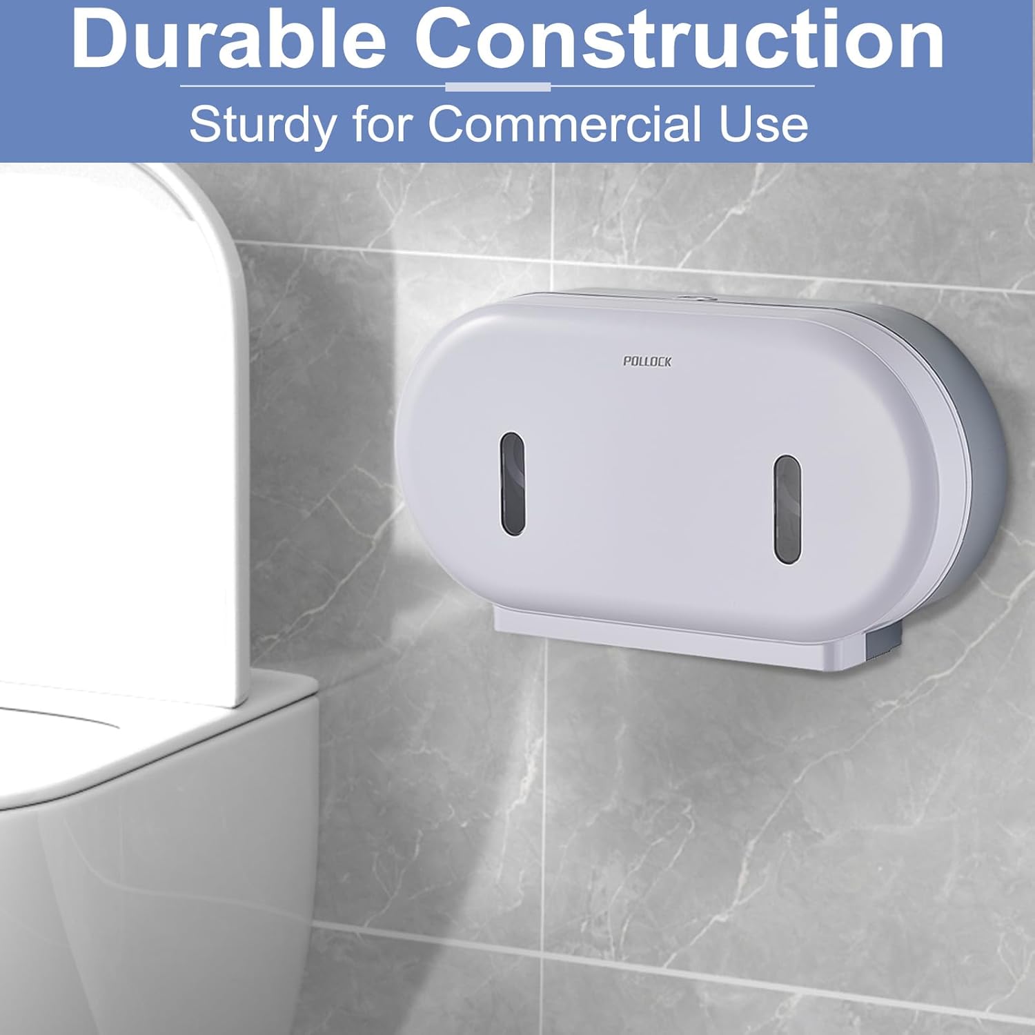 Commercial Twin Jumbo Toilet Tissue Dispenser, 9” Double Toilet Paper Roll Holder Wall Mount, Industrial Tissue Dispenser with Key Lock,Tissue Holder with Dual Dispenser for Bathroom,Office,Schools