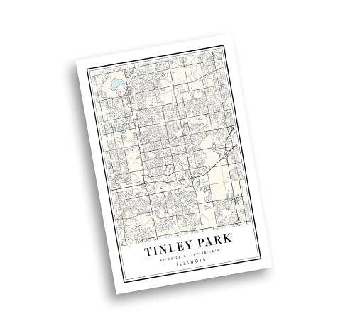 B&W Poster of Tinley Park Illinois Il | 11x17 12x18 16x24 24x36 Minimalism Unframed Wall Art | Minimal City Traveler Print for Gift | Minimalist Artwork for Modern Home Office Decor 7
