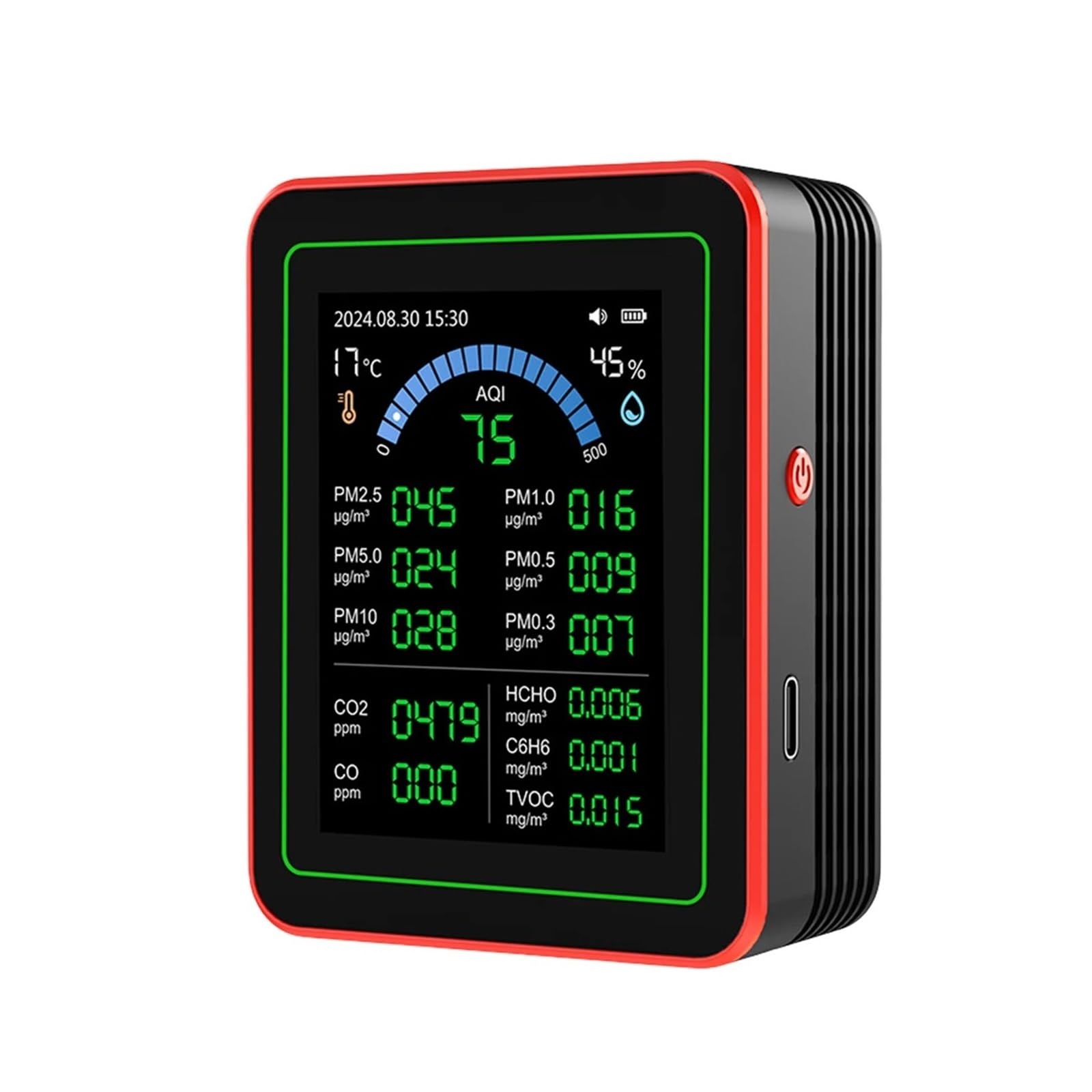 Monitoraggio della qualità dell'Aria, Misuratore a qualità 'Aria con Schermo TFT e Monitor di CO2 18 in 1(White)