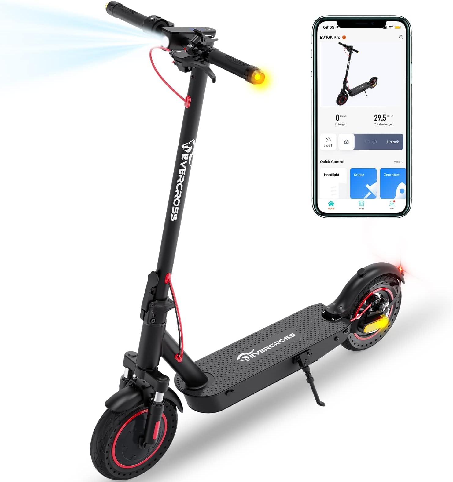 EVERCROSS Electric Scooter, 350W/500W Electric Scooter Adults, 8.5"/10" Tires, Up to 19/22 Miles Range, 19 MPH Lightweight E-Scooter with Dual Shock Absorption