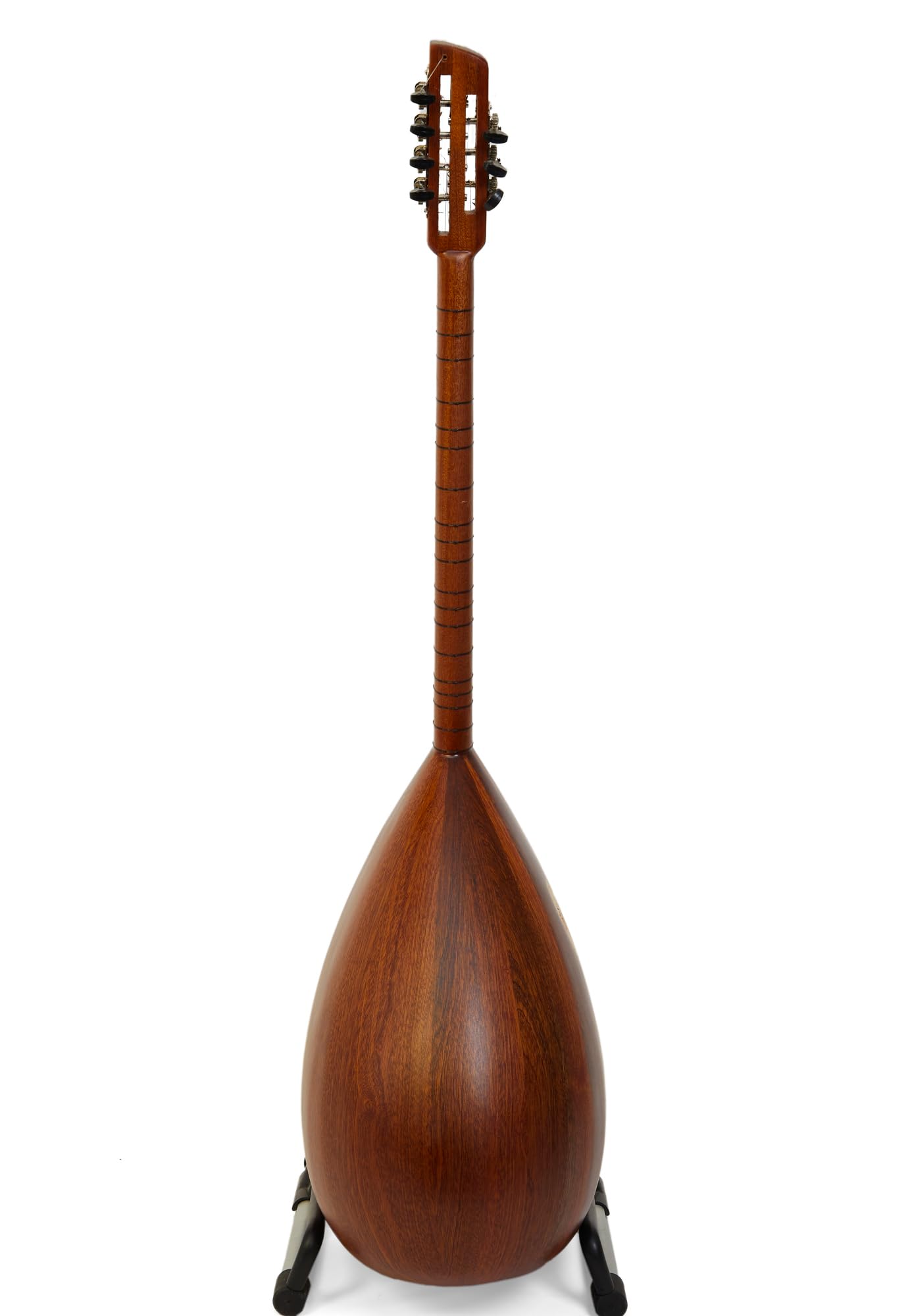 Saz Baglama Mahagoni mit kurzem Hals, leicht zu stimmende Gitarren-Pegs, integrierter Tonabnehmer, weicher Koffer in warmem Ton, Pyramidensaiten + Plektren