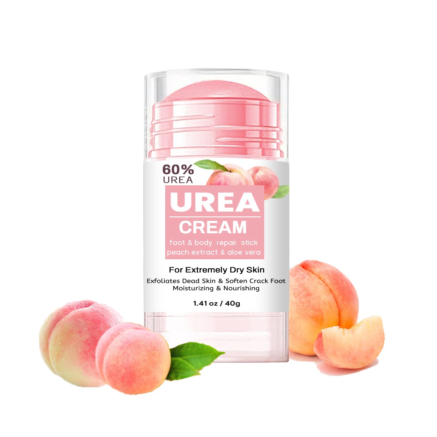 60% Urea Cream plus 2% Salicylic Acid – Maximum Strength Foot Cream for Dry Cracked Heels, Callus Remover, Dead Skin Exfoliator, Peach Scent Moisturizing Lotion for Hands, Knees, Elbows – 1.41oz 60% Urea Cream plus 2% Salicylic Acid – Maximum Strength Foot Cream for Dry Cracked Heels, Callus Remover, Dead Skin Exfoliator, Peach Scent Moisturizing Lotion for Hands, Knees, Elbows – 1.41oz