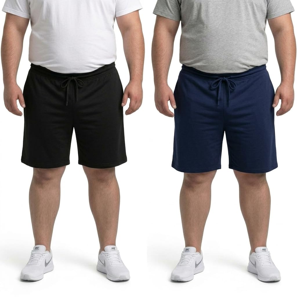 the south store Men's Cotton Knee Length Black Plus Size Shorts | Big Size Shorts for Men | Regular Fit Solid Short's (XXL, 3XL, 4XL, 5XL, 6XL, 7XL, 8XL)-picture-45