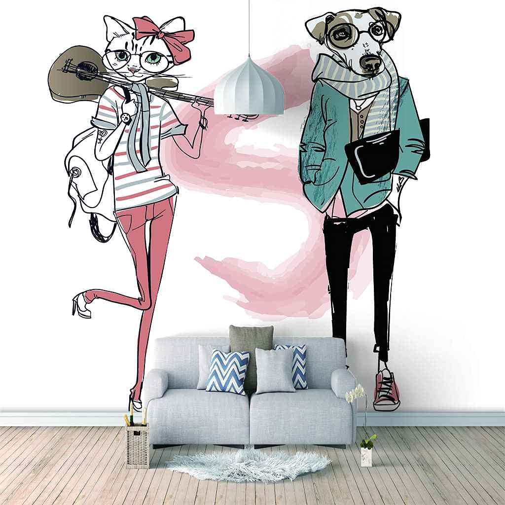 Papier peint autocollant 3D Monsieur Animal toile murale DIY facile salon 150x105 cm