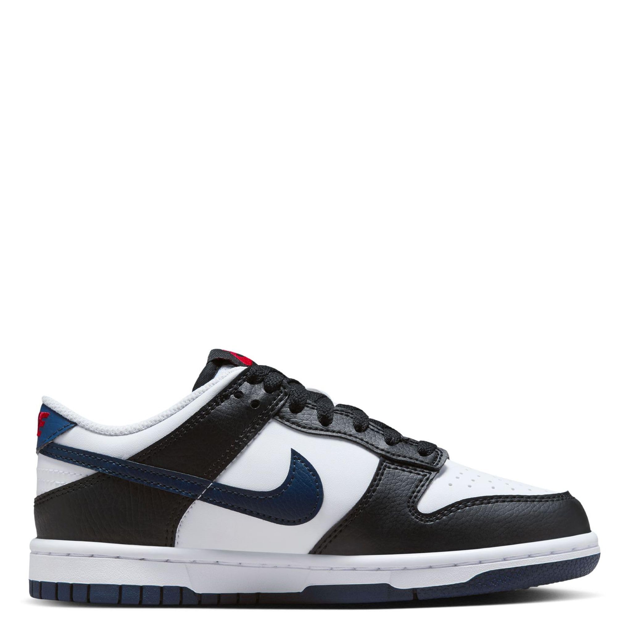 Nike Dunk Low Big Kids' Shoes (HJ9202-001, Black/White/University Red/Midnight Navy) Size 6.5