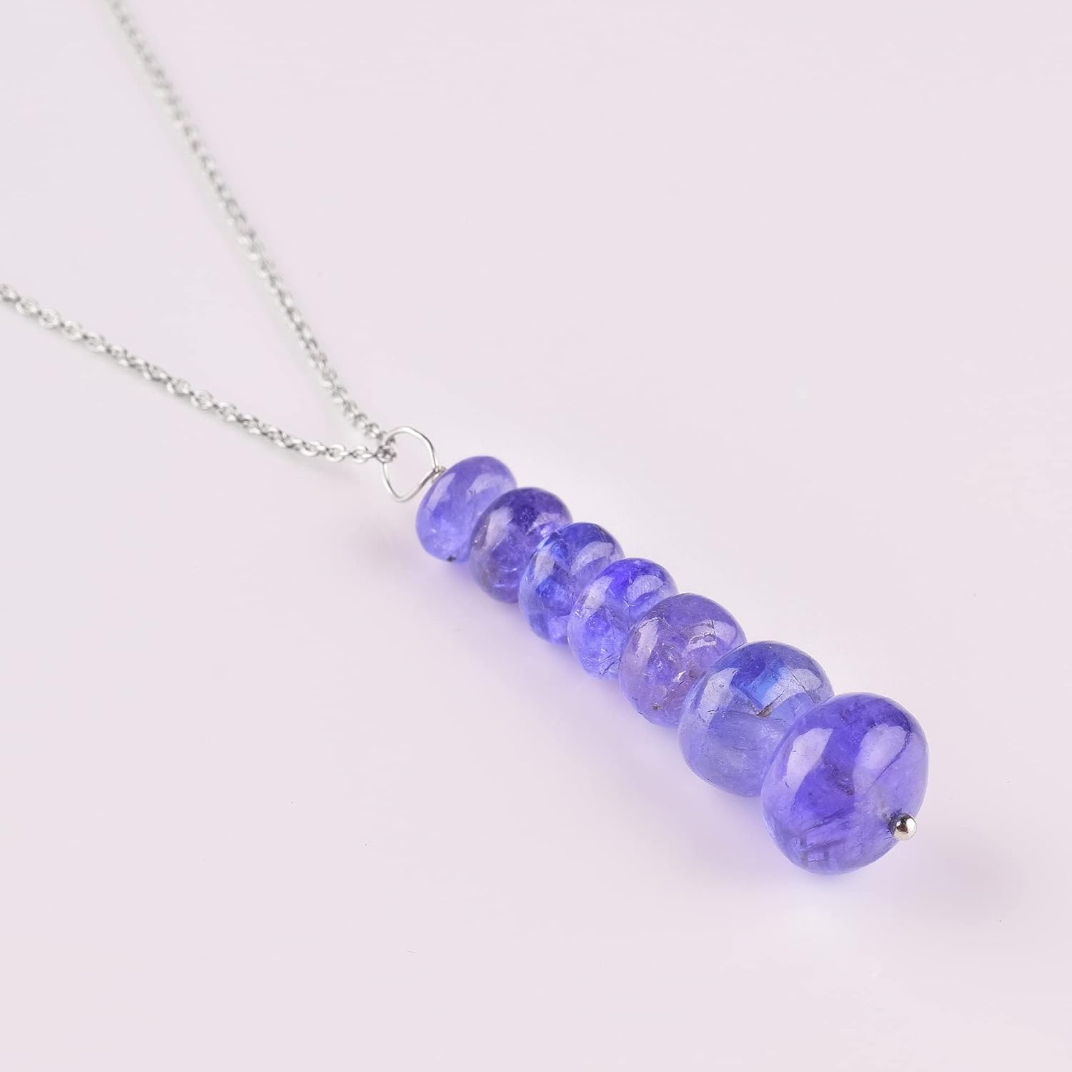 Natural Tanzanite Pendant In 925 Sterling Silver, Plain Rondelle Gemstone Necklace, Tanzanite, Stone Pendant, Birthstone, Gift For Her - Image 6