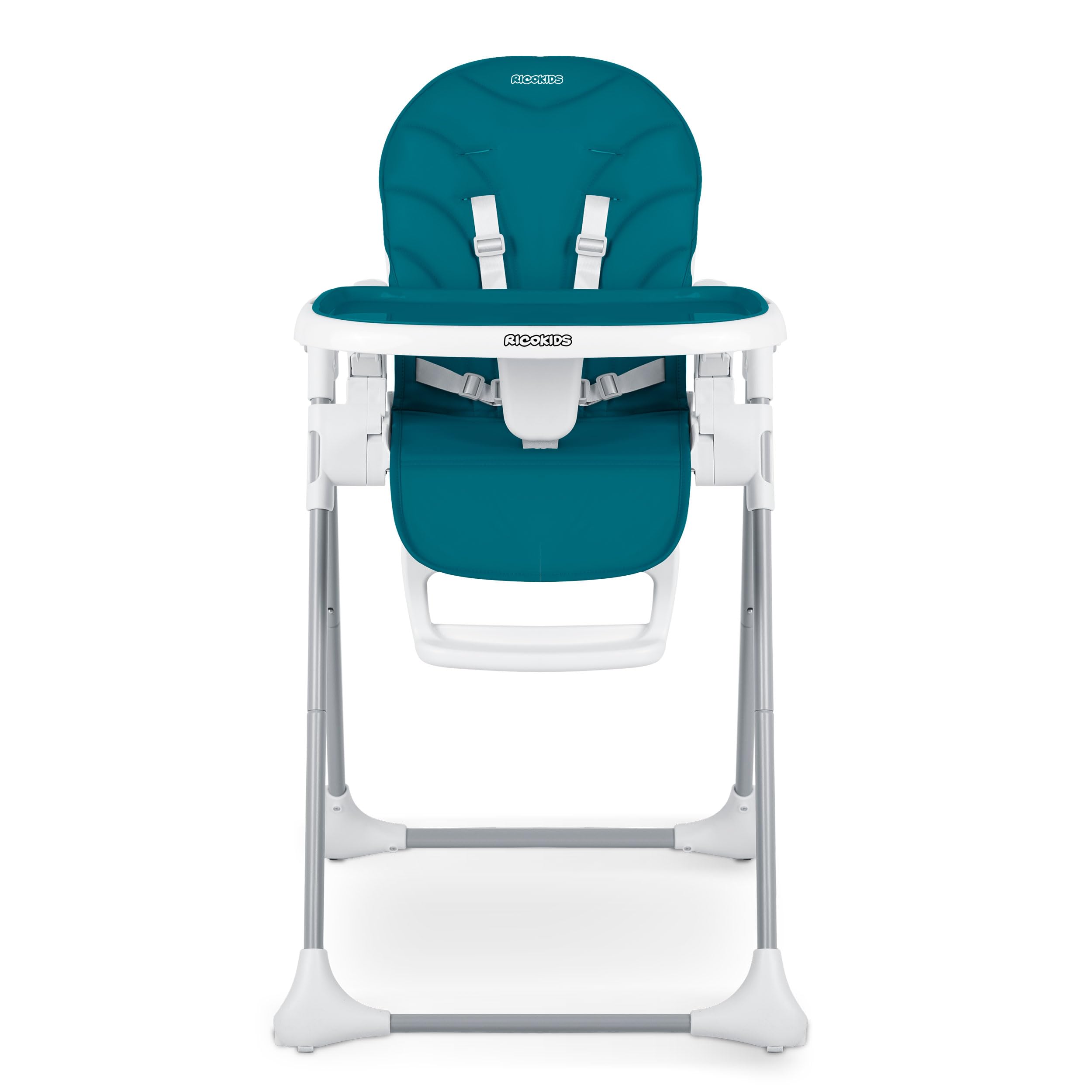Ricokids - Tulo - 2in1 Hochstuhl Baby - Mit Gurt - Mit Abnehmbarem Tablett - Klappbarer Fütterungsstuhl Mit Rollen - Verstellbare Rückenlehne - Mitwachsender - Ab 6 Monat -102x54x72 cm - Blau