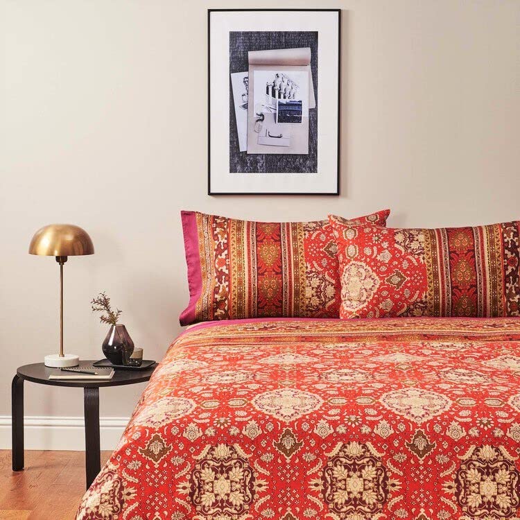 Bassetti Granfoulard - Juego de funda nórdica de matrimonio de dos plazas de satén de puro algodón, saco maxi + sábana bajera ajustable + 2 fundas de almohada de plaza San Marco R1