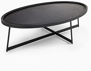 Modern Coffee Table, Oval Wood Coffee Tables Center Table with Metal Leg...