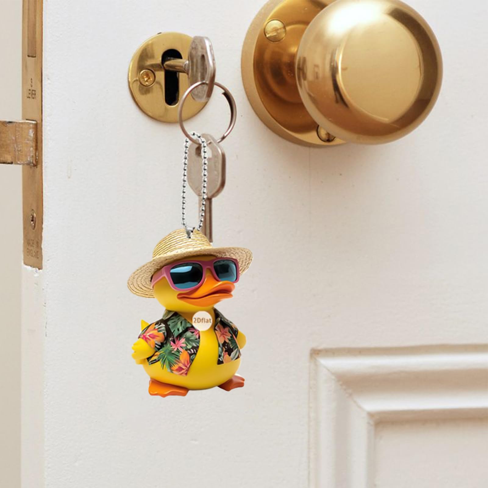Ciondolo Decorativo A Forma Di Papera Gialla Con Occhiali - Per Specchietto Auto, Zaino O Portachiavi, In Acrilico