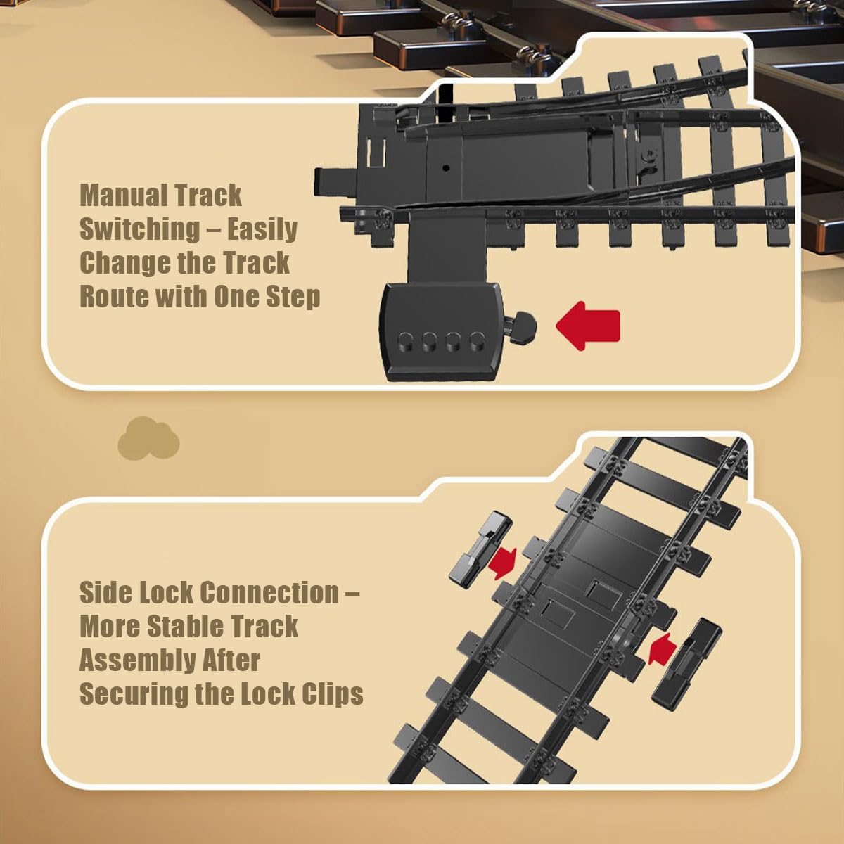 Modelo de locomotora de vapor, juego de tren de Navidad eléctrico RC con carro y pista larga, decoración del hogar y juguetes para entusiastas de los trenes