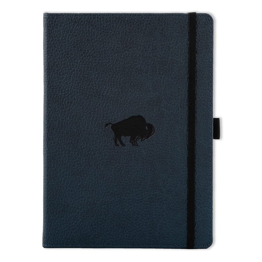 Hyatt's Hardcover Dotted Notebook, Blue Bison, Medium A5+ (6.3 x 8.5 Inch), 192 Micro-perforated Pages, 100gsm Cream Paper by Dingbats Wildlife
