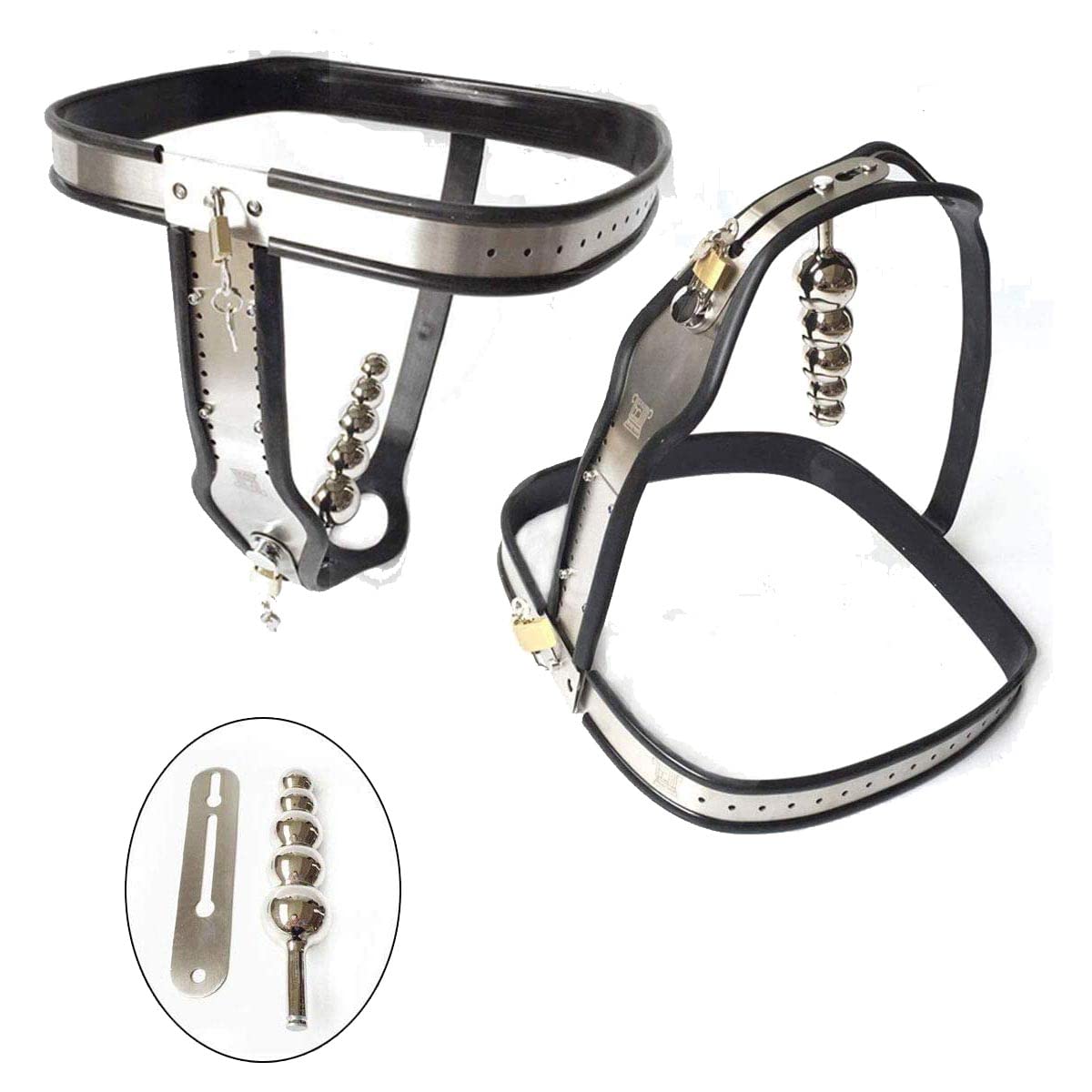 Cintura Di Castità Per Donne, Dispositivo Di Castità In Acciaio Inossidabile + Silicone, Con Plug Vaginale + Plug Anale Anti-slittamento, Giochi Di Castità E Bondage, Set Di Prevenzione