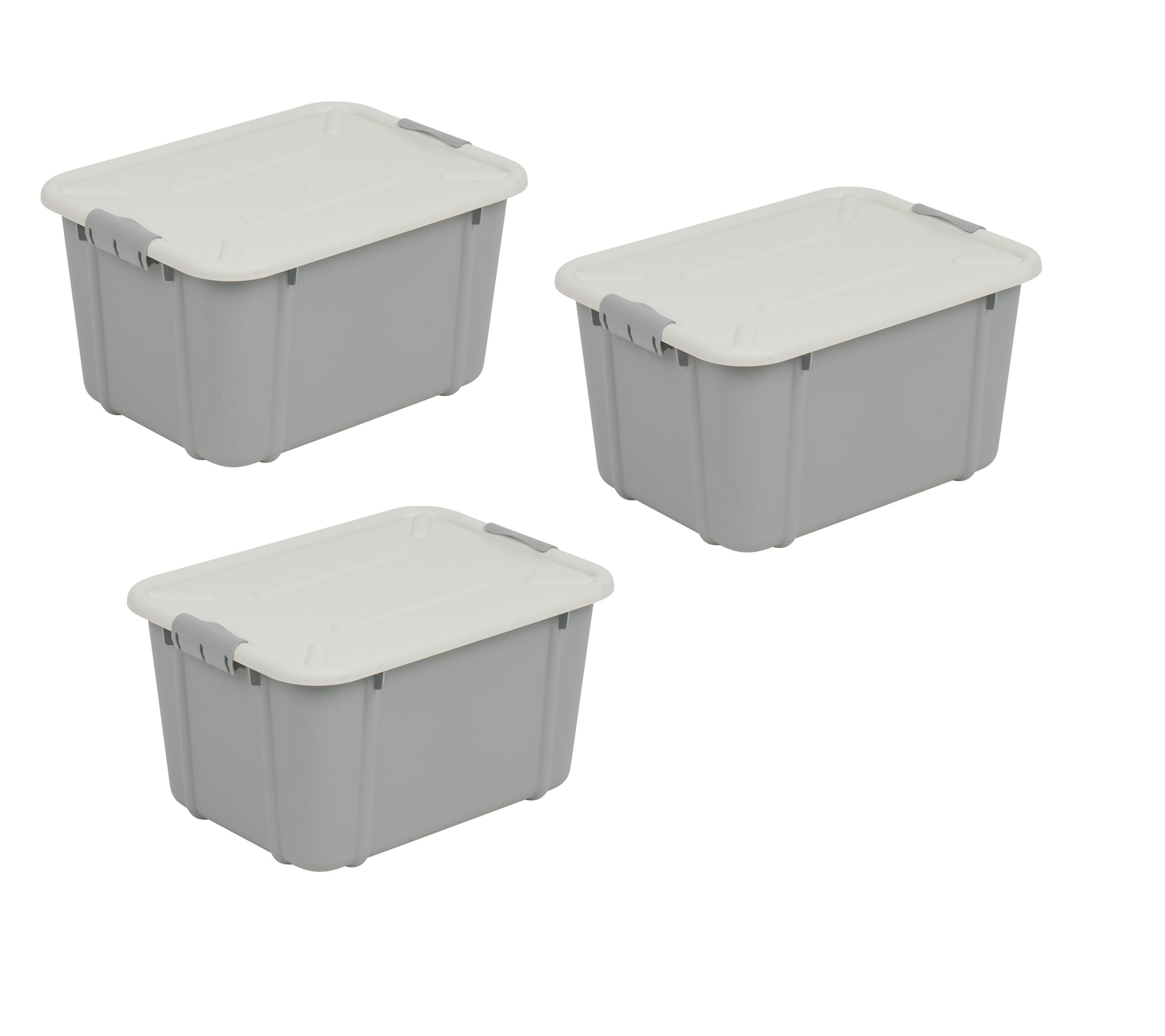 BranQ Home essential Velur Universal Storage Container with Lid, Set of 3, Size 16 L, BPA-Free Plastic PP, Light Grey