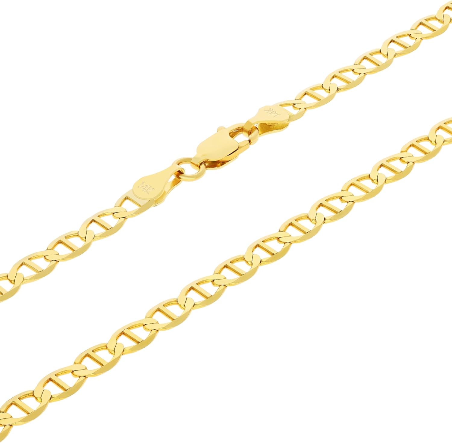 Nuragold 14k Real Yellow Gold Solid Mariner 3mm Chain Anchor Link Necklace (16"-24") Italian Jewelry for Men & Women