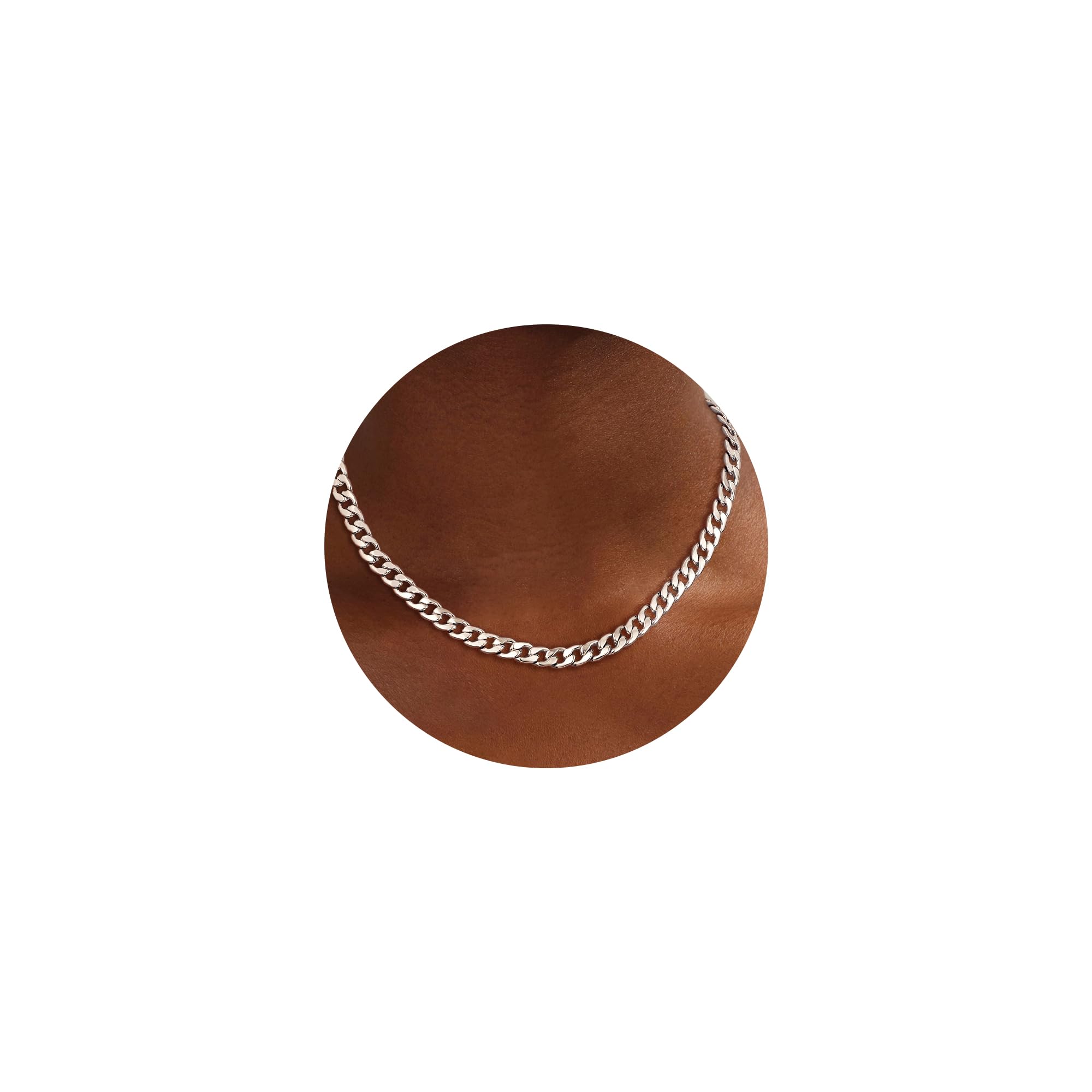 Moodear Gold Necklace for Women Dainty Chunky 14K Gold Plated/Sliver Plated Chain Necklace Cuban Link Paperclip Chain Choker Toggle Clasp Layered Necklace for Women Trendy Fashion Gift