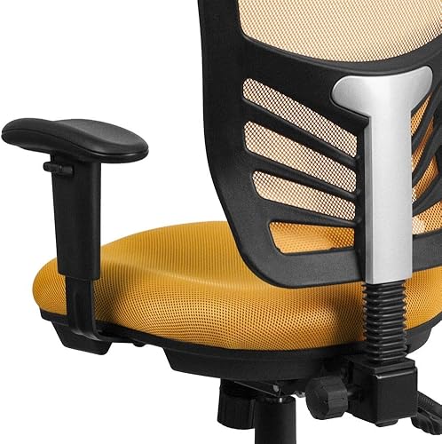Miniatura 7 de Flash Furniture Nicholas - Silla de oficina ejecutiva, ergonómica y giratoria, multifuncional, malla amarilla con brazos ajustables
