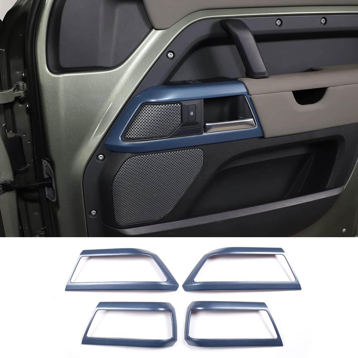 Plastikowa osłona klamki wewnętrznej drzwi samochodu z tworzywa sztucznego ABS do Land Rover Defender 90 110 2020-2022, akcesoria wewnętrzne (niebieskie, 4 szt.)