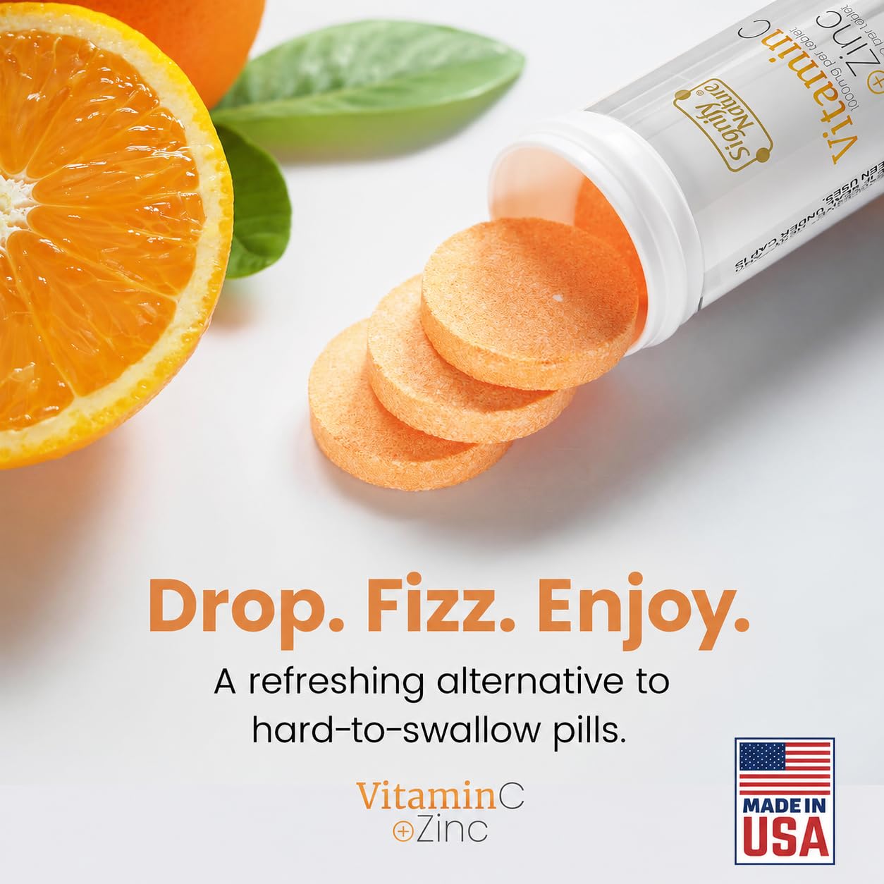 SIGNIFY NATURE Vitamin C 1000mg Effervescent Tablets with Zinc, 80CT — Amazon image 3