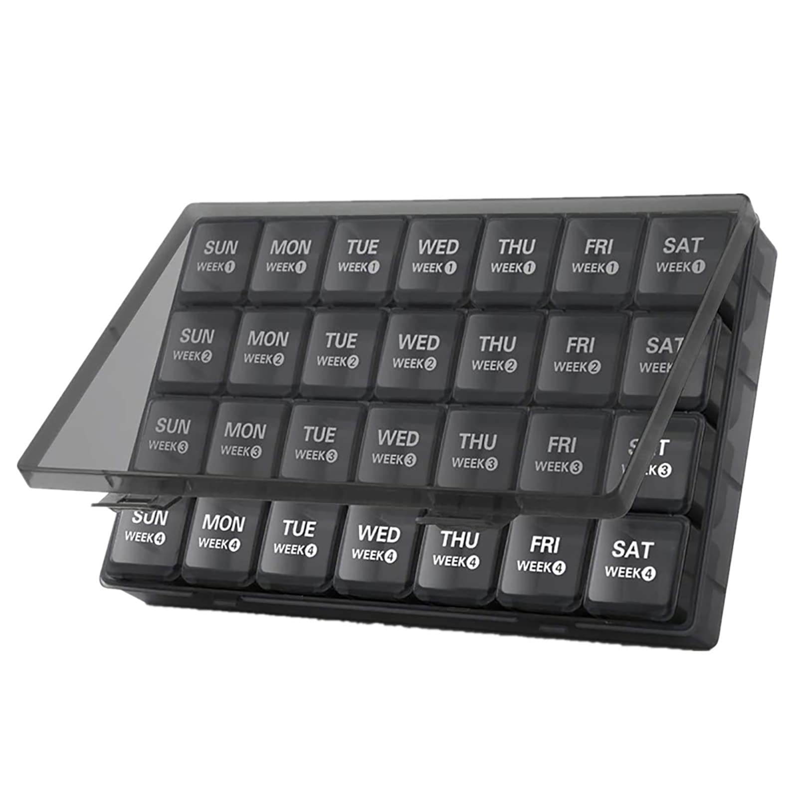 Portapillole Settimanale 7 Giorni Pill Box Giornaliero 28 Scomparti Grande Stampa Organizer per Pillole Settimanale Pillole Organizer Pastiglie o Medicinali