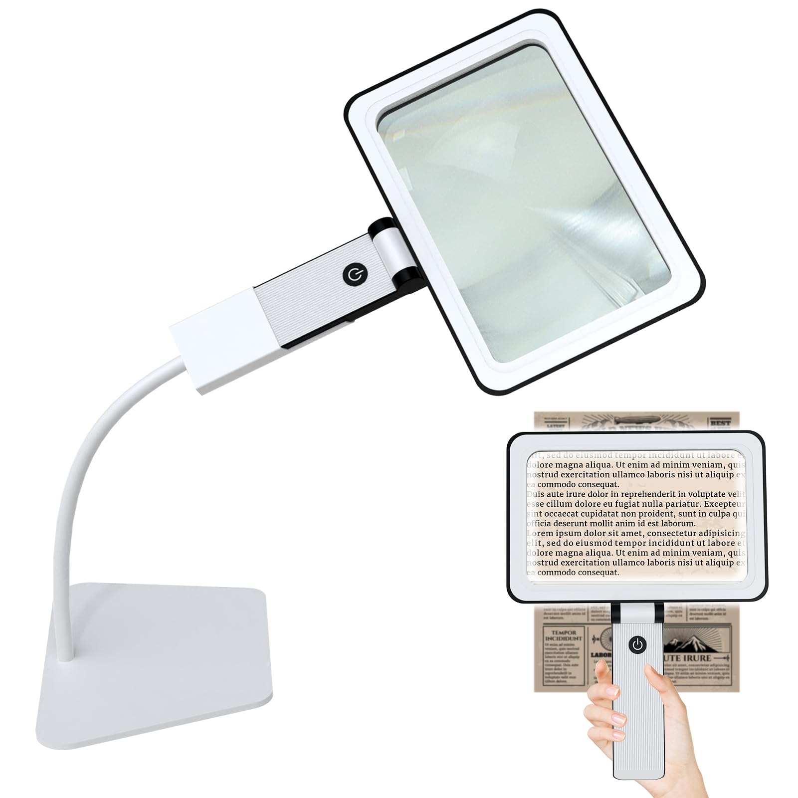 Bonna Folding Reading Magnifier, 3 x Folding Reading Magnifier with Light for Seniors, LED Handheld Magnifier for Reading (magnifying glass with stand)