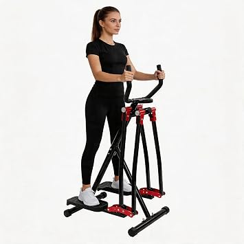 Air Walker Exercise Machine, Space Walker Elliptical Trainer with LCD Display Foldable Whole Body Cardio Workout Equipment 330lbs Aerobic Stepper Cross Trainer for Men and Women Home Gym