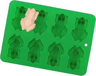 カエル シリコン型 1個 8室 3D カエル型 食品用 シリコン型 ハロウィン 春夏 キャンディケーキ ゼリー チョコレート ケーキ デコレーション 石鹸 DIY 樹脂 キッチンアクセサリー (グリーン)