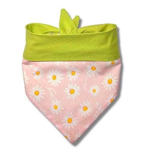 Oh barks Dog Bandana Reversible Personalized embroiedered pet bandana (Small, Pink Lime)