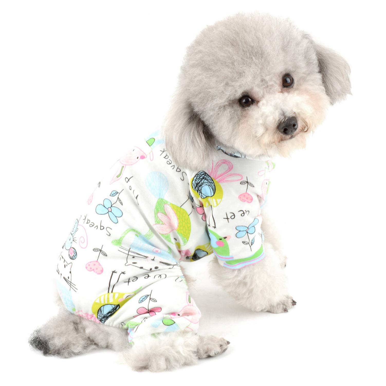 SELMAI Pet Funny Print Pajamas for Small Dogs Cotton Puppy Pjs Jumpsuit Doggie Soft Sleep Wear Chihuahua Clothes,Mouse XL