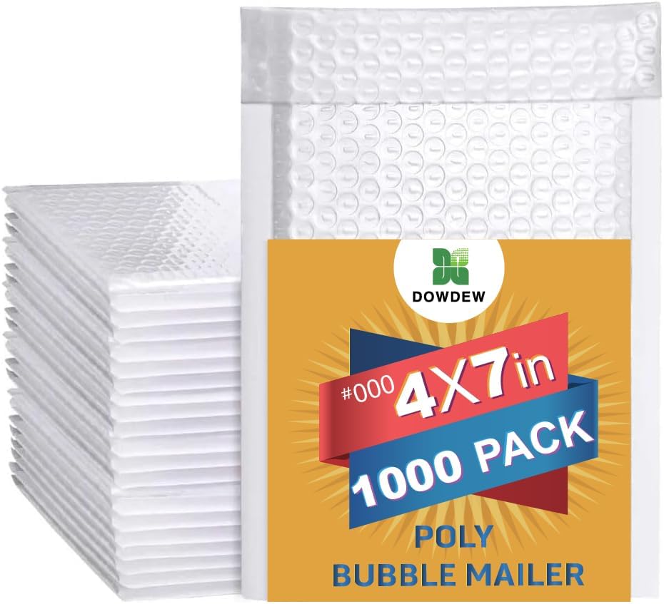 Water Resistant Bubble Envelope Mailers [250 Pack] 6 inch x 9 inch #0 White Poly Padded Shipping Envelopes Self Sealing Cushioned Packaging Bags