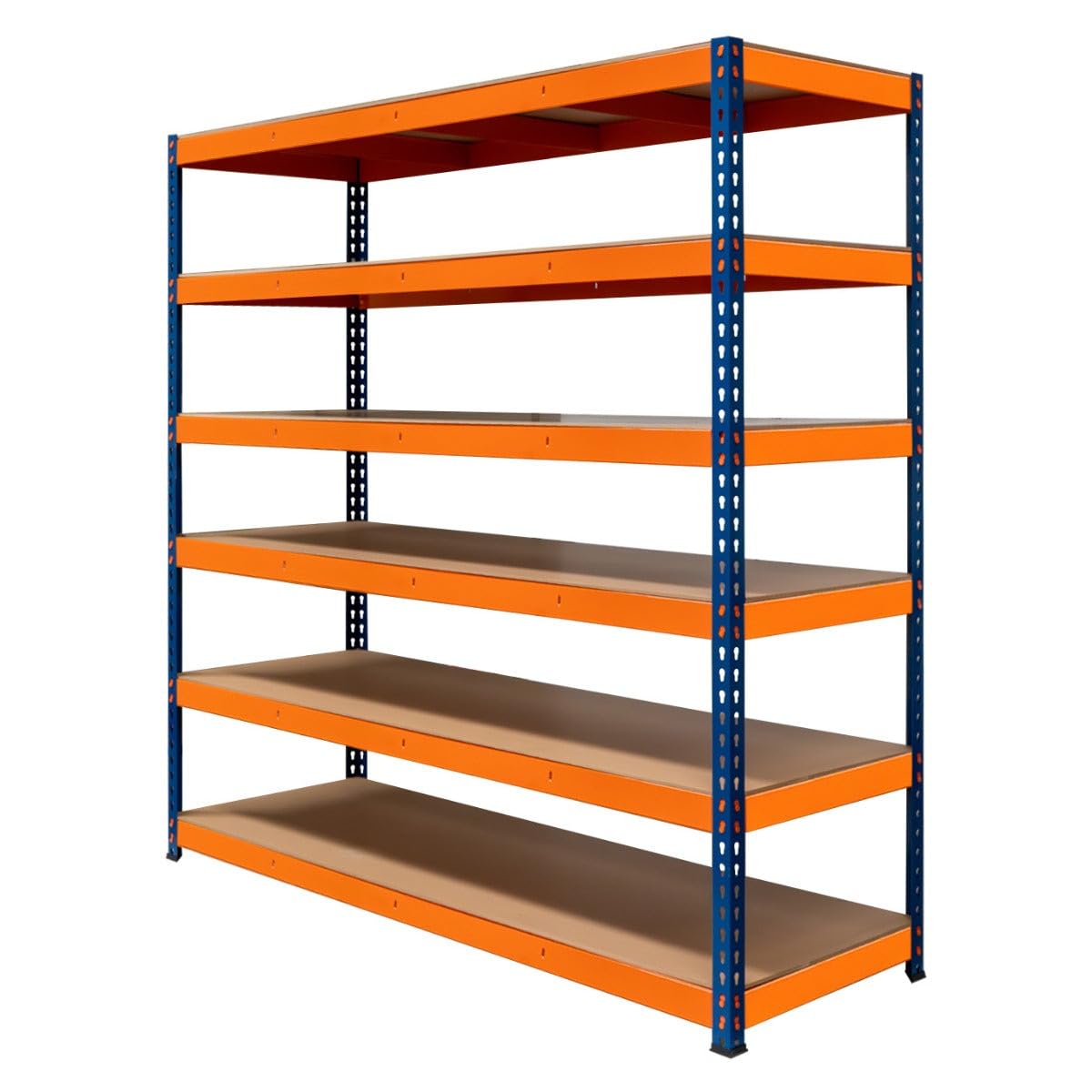 Lagerregal S-Rax Regal 6 Böden | 180 x 180 x 60cm Schwerlaststahl | 300kg Kapazität pro Fach | Verstellbare Böden & Schraubenlos | Lager Werkstatt Garage [mit Gummifüße & 3 verstärkte Stützstangen]