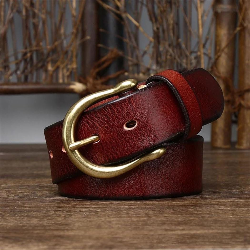 Men's Leather Belt - 3.8 cm Solid Cowskin for Jeans, Western Style Waistband